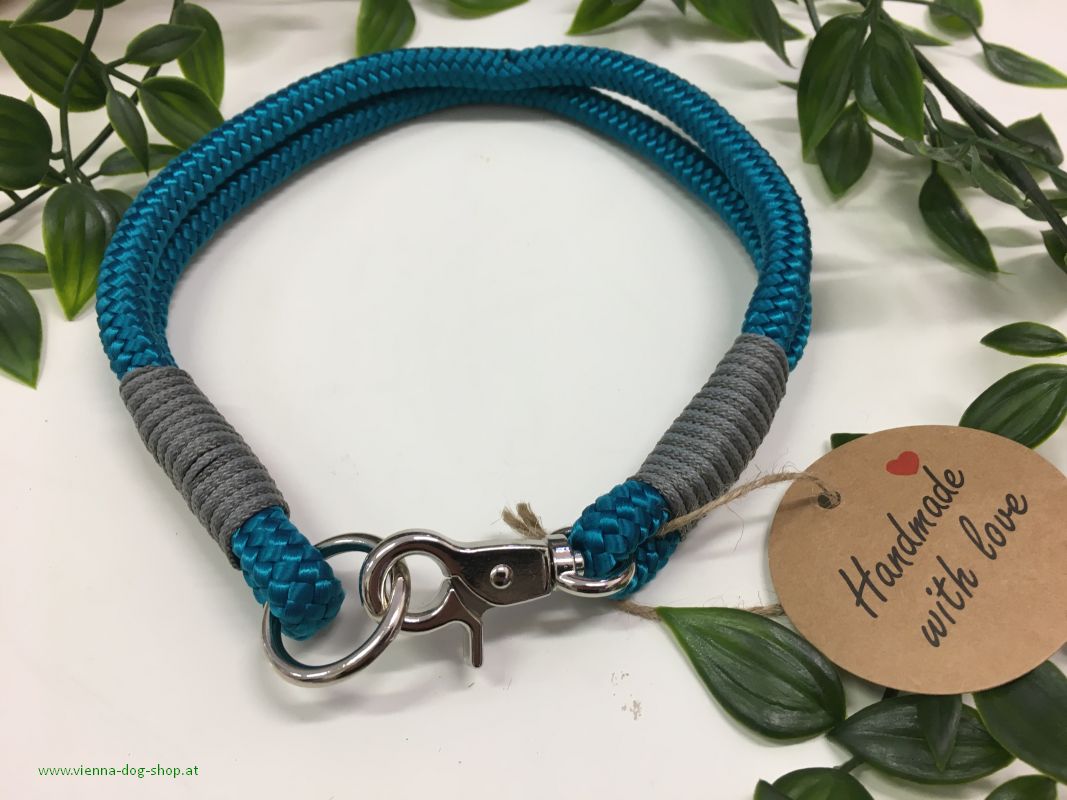 Seil-Halsband meerblau 8mm x 45 cm