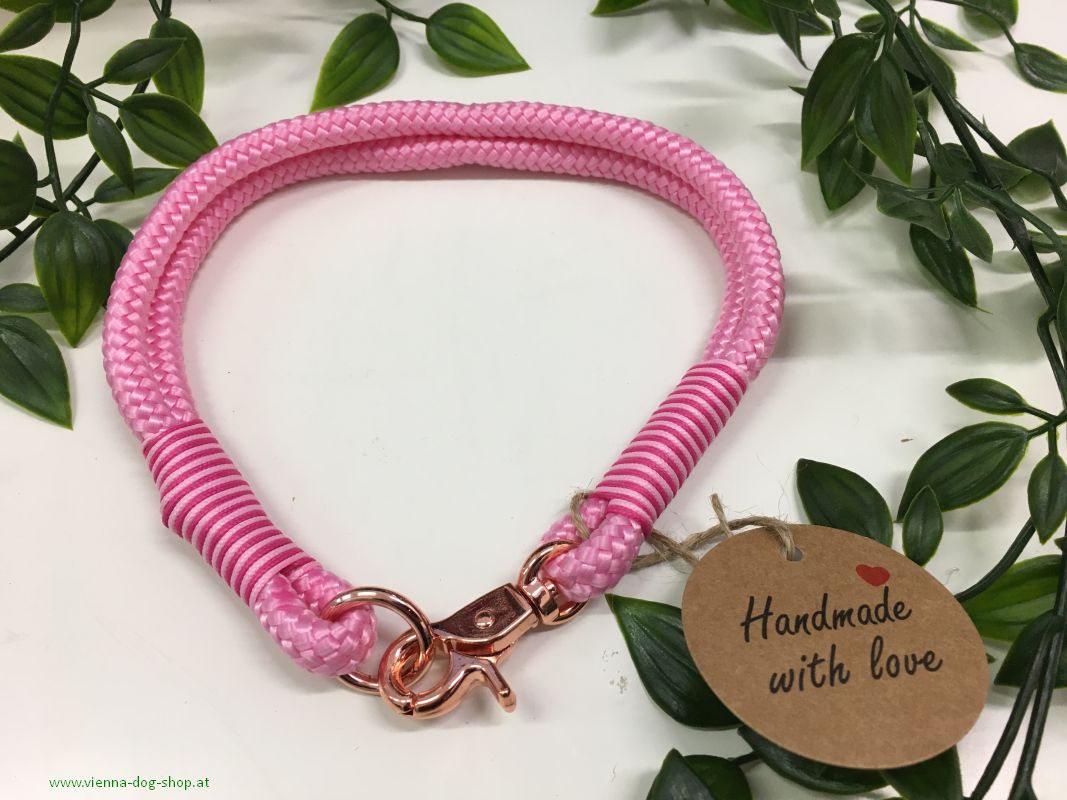 Seil-Halsband rosa 8mm x 40 cm