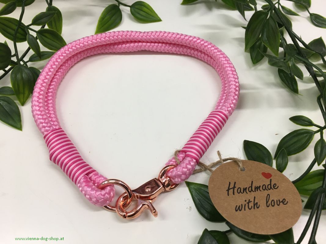 Seil-Halsband rosa 8mm x 45 cm